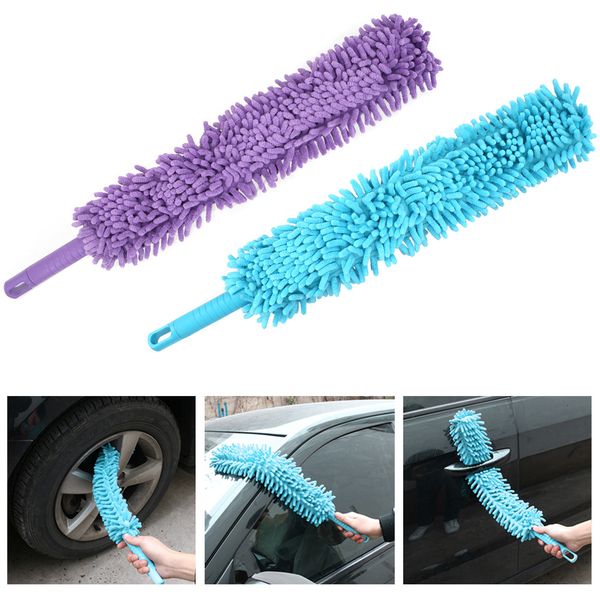 

long soft microfiber wheel tire cleaner dust remover auto care car washing tool chenille car wheel wash brush duster