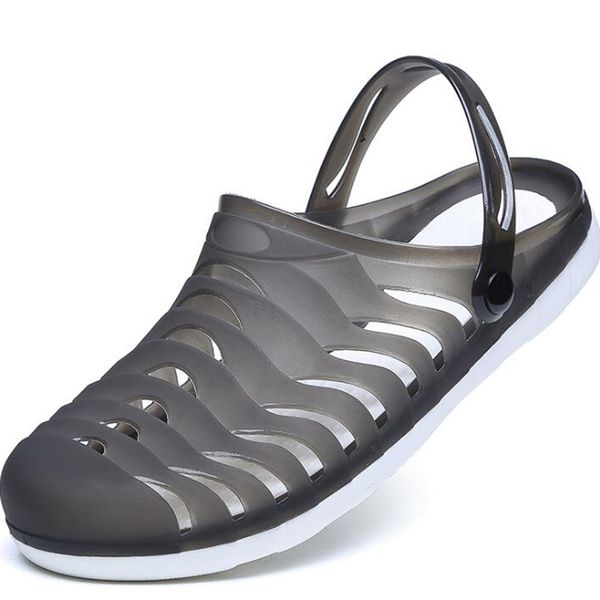 

summer outdoor non-slip men woman beach sandals mens garden shoes crox sandal comfortable clog plus size 44 slipper, Black