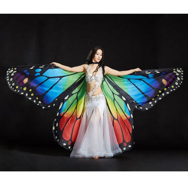 

ladies adults egypt belly dance colorful butterfly angel isis wings costume wing cosplay fancy dress prop, Black;red