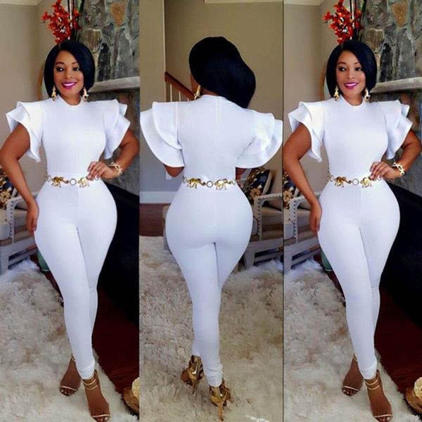 

elegant fitness womens jumpsuit romper solid o neck bodysuit women 2018 short sleeve one piece white overalls for women, Black;white