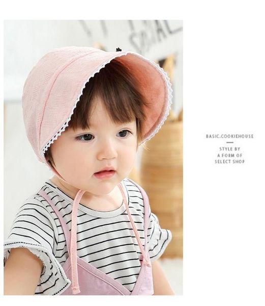 

100pcs baby girls sun hat cap lace beanie cotton kids flower cap, Yellow