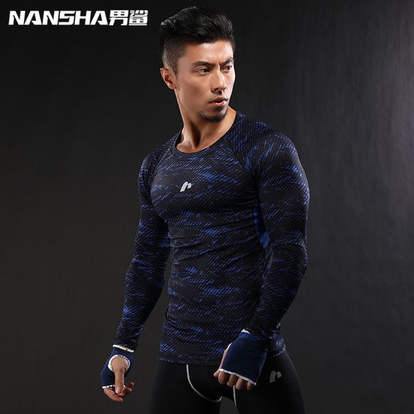 

2017 Newest 3d Print Long Sleeve T Shirt Fitness Men Bodybuilding Crossfit Nansha Brand Compression Shirts Clothing M -Xxl