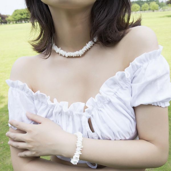

new arrival white irregular chips natural shell choker necklaces for women 2019 fashion jewelry bohemian necklace female gift, Golden;silver
