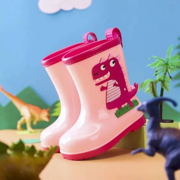 

2020 new kids rain boots boys water shoes cartoon dinosa waterproof non-slip girls rubber boots hildren rainboots removable, Black;grey