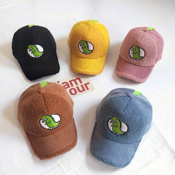 

fashion children adjustable hat baseball cap autumn and winter warm dinosaur cap 2019 spring autumn new simplicity fashion, Black;white
