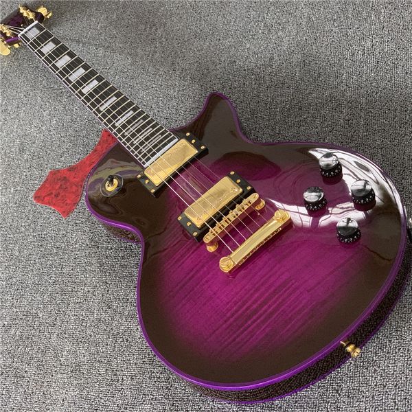 

lp electric guitar tiger pattern maple transparent purple body rosewood fingerboard