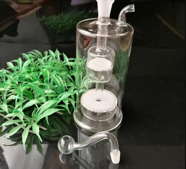 areia núcleo duplo garrafa ultra-silencioso água, bongs de vidro grosso, cachimbo de água de vidro, acessórios de tubulação de fumo