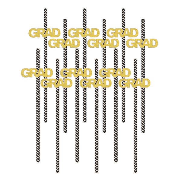 

12pcs grad paper straws decorative disposable golden tube drinking straws paper pipettes for banquet party