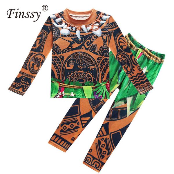 

maui cosplay costume for boys pajamas casual t shirts tees and pants carnival halloween costume for kids clothes set, Black;red