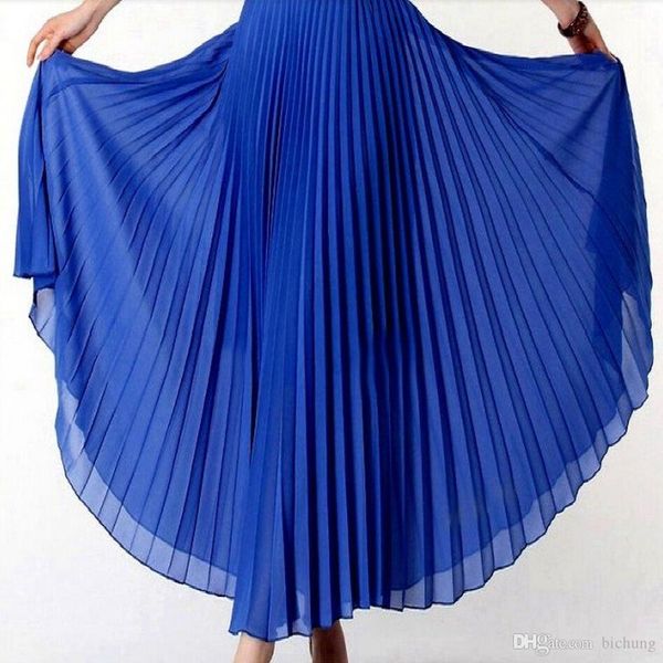 

new 2019 summer bohemian pleated maxi skirts womens high waist chiffon long skirt autumn tutu elegant ladies black with