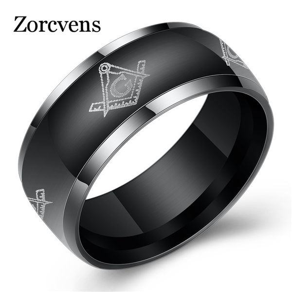 

modyle black punk cool men's masonic rings jewelry steel rings for men, Golden;silver
