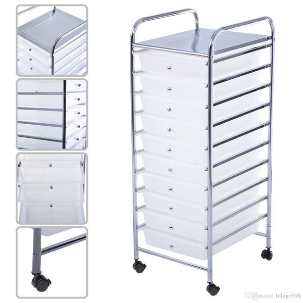 

10 drawer rolling storage cart scrapbook paper office school organizer clear