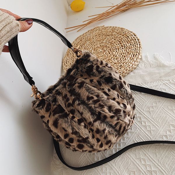 

furry small bag new women's bag korean-style messenger handbag leopard print 2020 spring new fashion furry fluffy