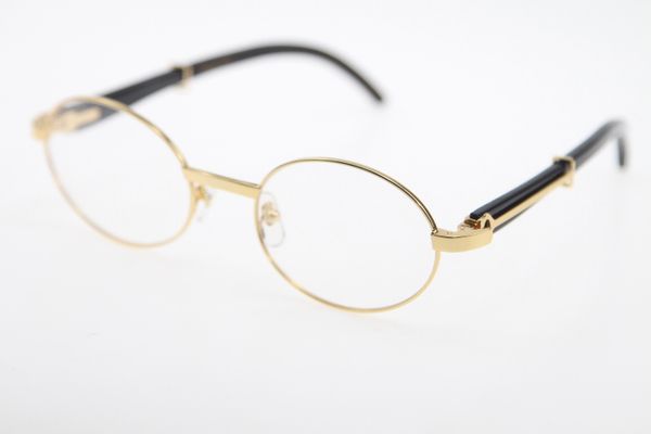 

wholesale 51551348 18k gold eyeglasses women round vintage black buffalo horn fashion eyewear with box frame c decoration gold frame glasses, Silver