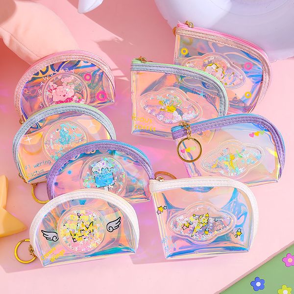 Quicksand Laser Small Bag Holographic Women Portamonete in PVC Fashion Clear Handbag Girls Coin Card per portamonete per bambini