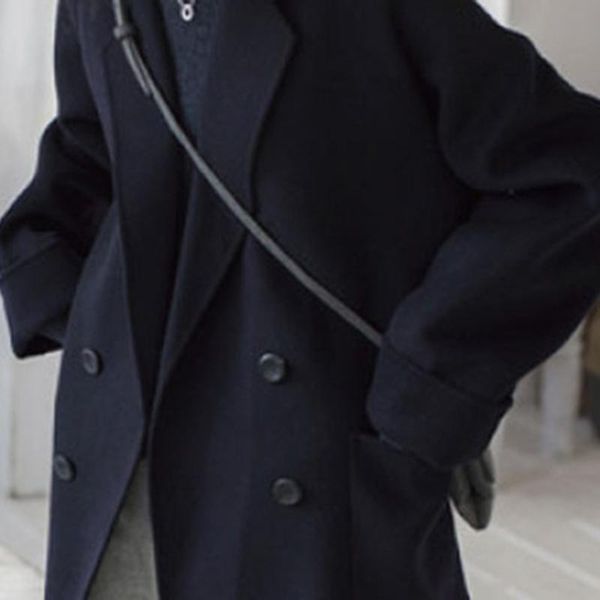 

women's wool & blends 2021 winter fashion women casual loose long sleeve cardigan coat windbreaker z106, Black