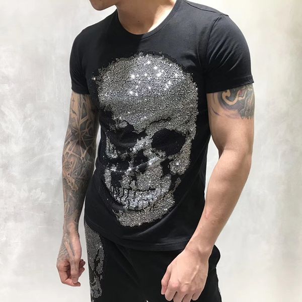 Pp Rock Stil Sommer Männer Designer T-shirt Diamant Schädel Marke Kleidung Mode Shirts Frauen T-shirt Hohe Qualität Hip Hop Tees 202320 philipplies pleins AUO1