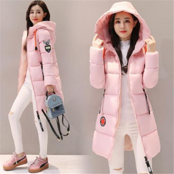 

2019 new winter jacket female down coat women long section thick cotton clothing fashion hooded jacket 0, Black