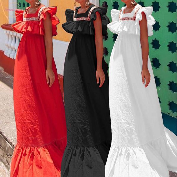 

summer dress 2020 women short sleeve casual loose patchwork long shirt sundress ruffle party bohemian dresses vestidos plus size, Black;gray
