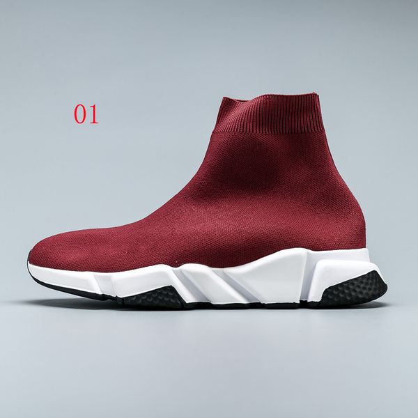 

2019 paris speed trainers knit sock shoe original luxury designer mens womens sneakers high casual shoes with box, Black