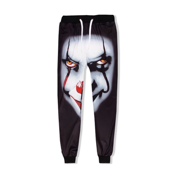 

мода clown's soul return pennywise спортивная одежда 3d бегунов брюки мужчины / женщины забавный мультфильм спортивные штаны брюки эластичны, Black
