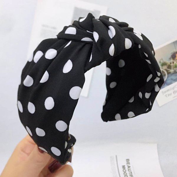 

polka dot hair band wide side knot simple hairpin fabric hair ornament headband wy1112, Silver