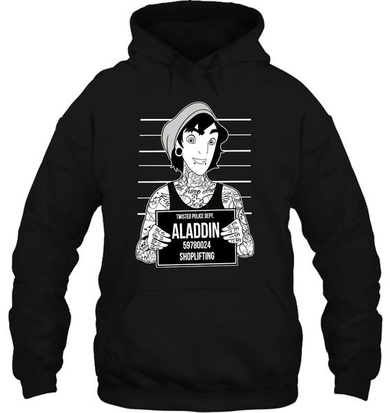 

men hoodie twisted punk aladdin in jail mugsgothic emo tattoo tee women streetwear, Black