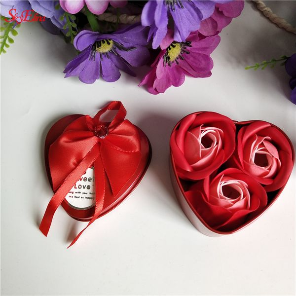 

heart scented bath body petal rose flower soap wedding decoration gift with box 5z