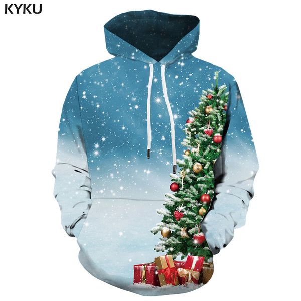 

kyku 3d hoodies christmas tree sweatshirts men xmas hooded casual gifts hoodes 3d snow hoodie print harajuku hoody anime unisex, Black