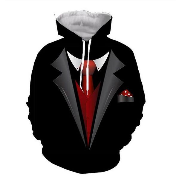 

tuxedo hoodie hoodies men women long sleeve all over printed pullover hoody casual 3d sweatshirt plus size ssy0166, Black