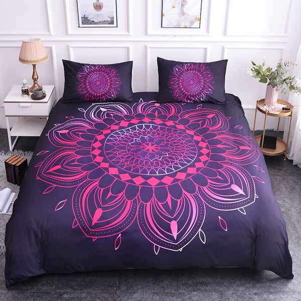 

zeimon bedding set luxury mandala pattern comforter bed sets black microfiber fabric boho home textiles king size bedspread