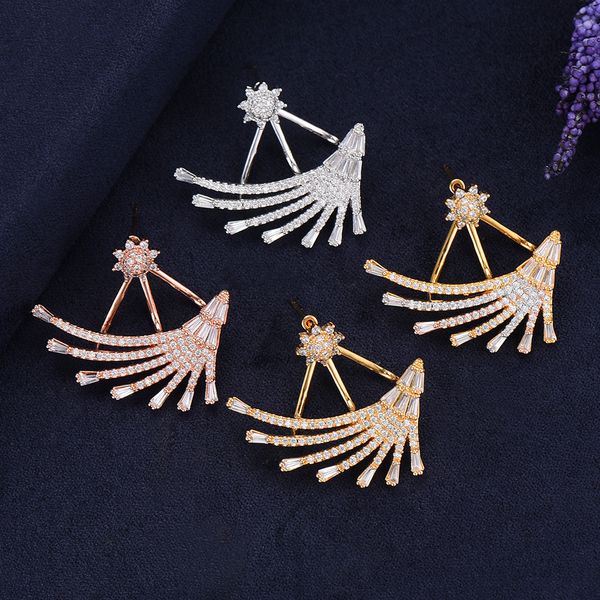 

larrauri trendy charm full cubic zirconia fashion earrings women stud earrings statement jewelry pendientes mujer moda 2018, Golden;silver