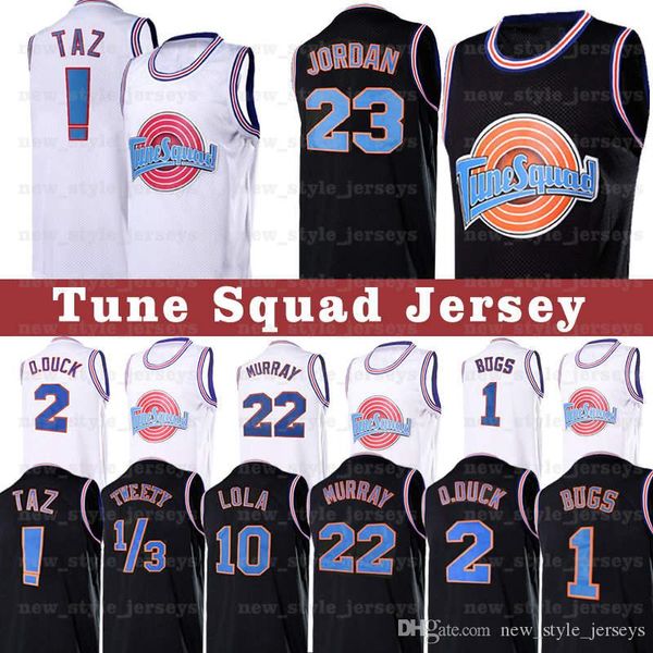 

23 michael basketball tune squad jersey taz 1/3 tweety jam bugs bunny movie 22 bill murray 10 lola 2 d.duck basketball jerseys, Black;red