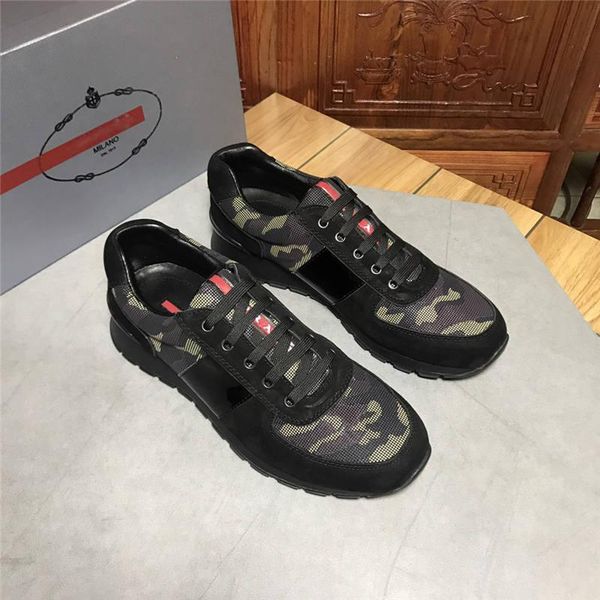 

2019prada designers men's black nylon low sneakers tennis shoes trainers with original box