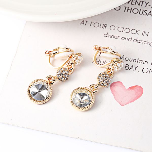 

jiofree длинные rhinestone имитация pearl клип на серьги без пирсинга для женщин party weddng luxury уха клип женщина ювелирных изделий, Silver