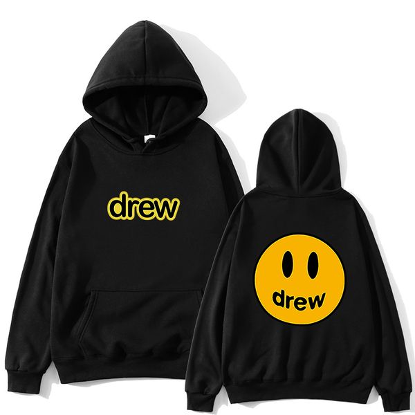 

streetwear hoodie men justin bieber the drew house smile face print women men hoodies sweatshirts hip hop pullover winter fleece, Black