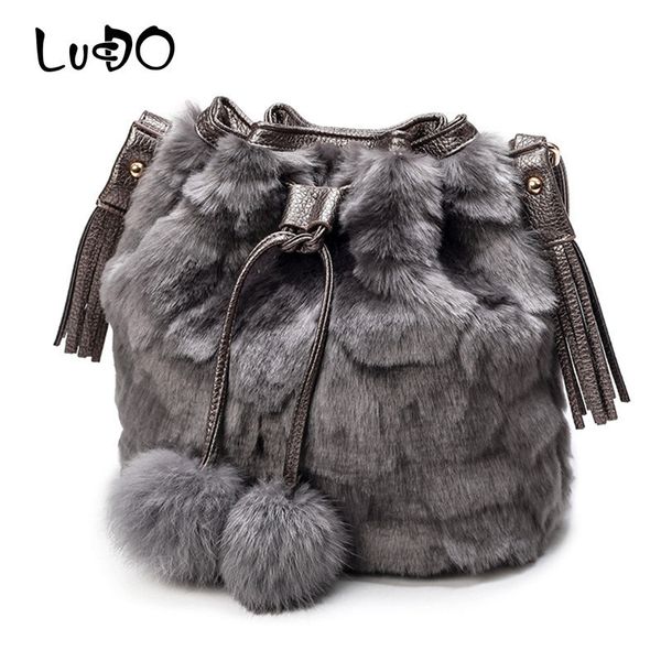 

lucdo autumn winter fashion women shoulder bag ladies crossbody bag leopard plush fur hairy female bags tassel ball bolsos mujer