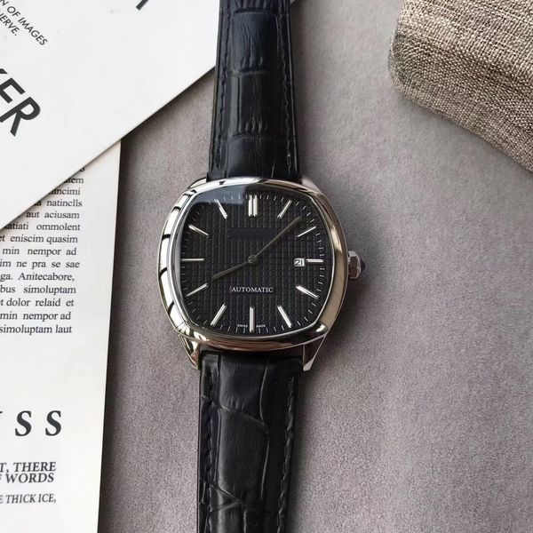 

2019 new luxury classic mens watches 44mm dial leather strap male four colors watch miyoa automatic movement male wristwatches, Slivery;brown