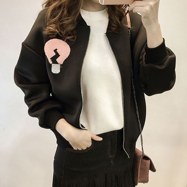 

student jacket new spring women collar cardigan autumn jacket casual girl student senior high school baseball uniform t8, Black;brown