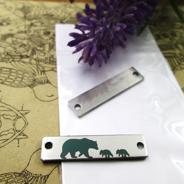 

40pcs--"mama bear two cubsconnector"stainless steel charms more style for choosing diy charms pendants for necklace, Bronze;silver