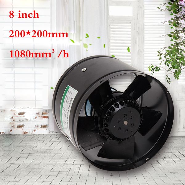 

external rotor pipe fan metal exhaust fan strong mute 8 inch kitchen oil fume machine remove tvoc hcho pm2.5