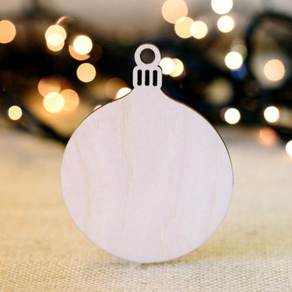 

10pcs wooden ornaments round baubles tags bell sock bird christmas art craft home diy htq99