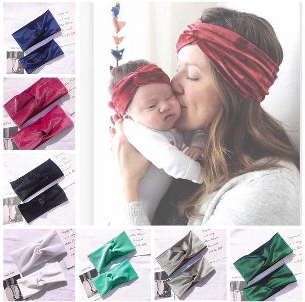 

mommy baby headband set girl velvet headbands mother daughter headwrap family hair band twisted hair accessories bandage trend