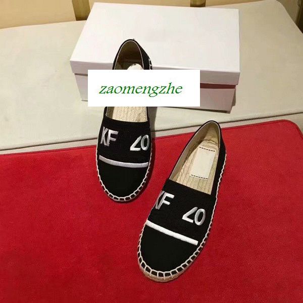 

embroidered straw shoes with tiger head single shoes and lazy shoes with box, Black