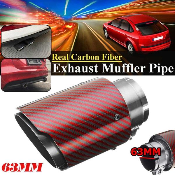 

универсальный glossy red carbon fiber из нержавеющей стали automobile выхлопной трубы глушитель трубы cw-ep001 впускной диаметр 63мм