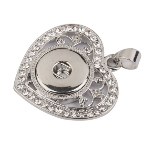 

charm heart shape silver pendant button necklace jewelry findings diy gift, Black