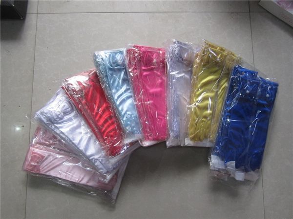 

children's dance princess long princess dress tube high-end satin elastic gloves flower boy's dress bow with beads gloves, White