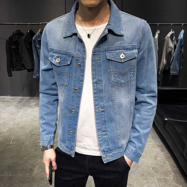 

spring and autumn men slim retro denim jacket youth casual denim jacket, Black;brown