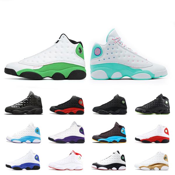 

13 cny шапочке и мантии мужчины женщины баскетбол обувь 13s aurora green luky green селтикс площадка обратной разводят тапки спорт trianers