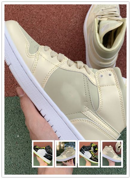 

2019new og men and women mid se basketball shoes lemon yellow dark green paint chameleon size36-46 with box
